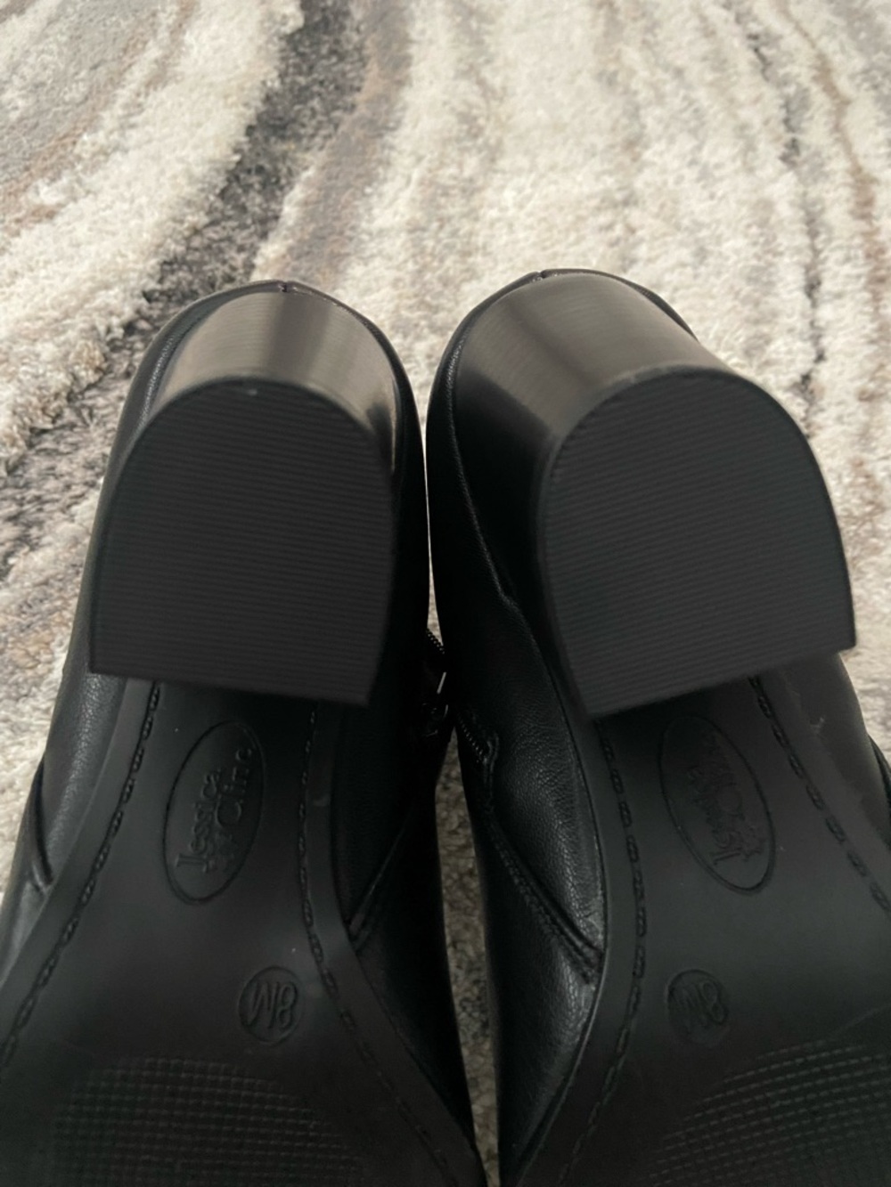 Classic Black Ankle Booties with Gold Zip Accent - Picture 10 of 12